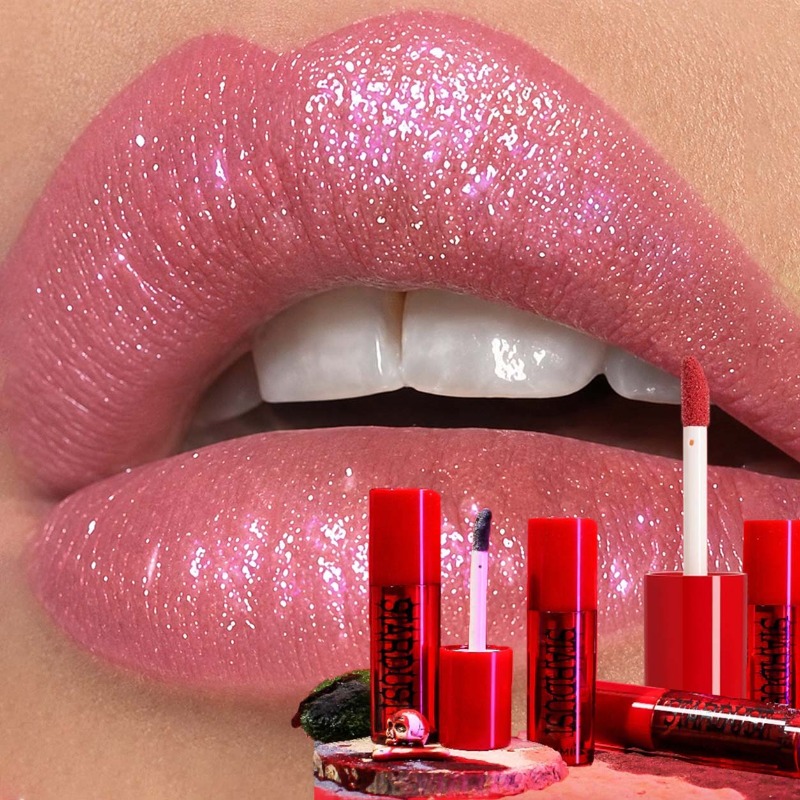 Lip Tint Korean - Gotischer Matt-Schimmer-Lippenstift, Wasserfest, Langanhaltend, Sexy Rot-Schwarz